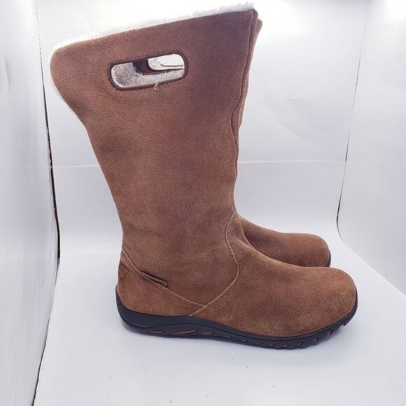 Skechers Descender Chestnut Brown Suede Leather Faux Fur Lined Boots Women's 8 - Picture 2 of 13